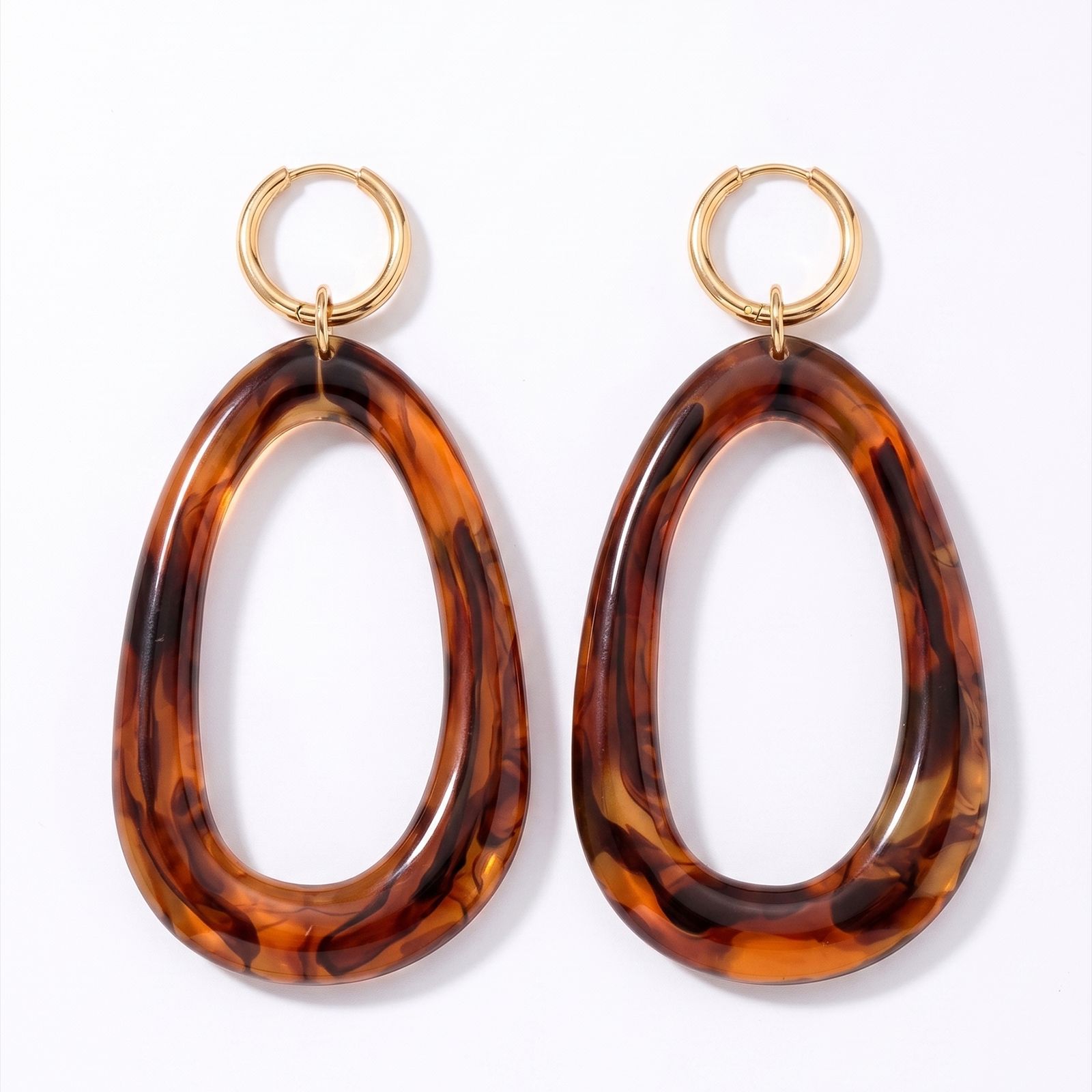 Leopard print geometric earrings