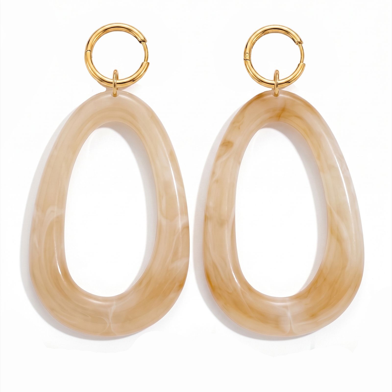 Creamy white geometric earrings