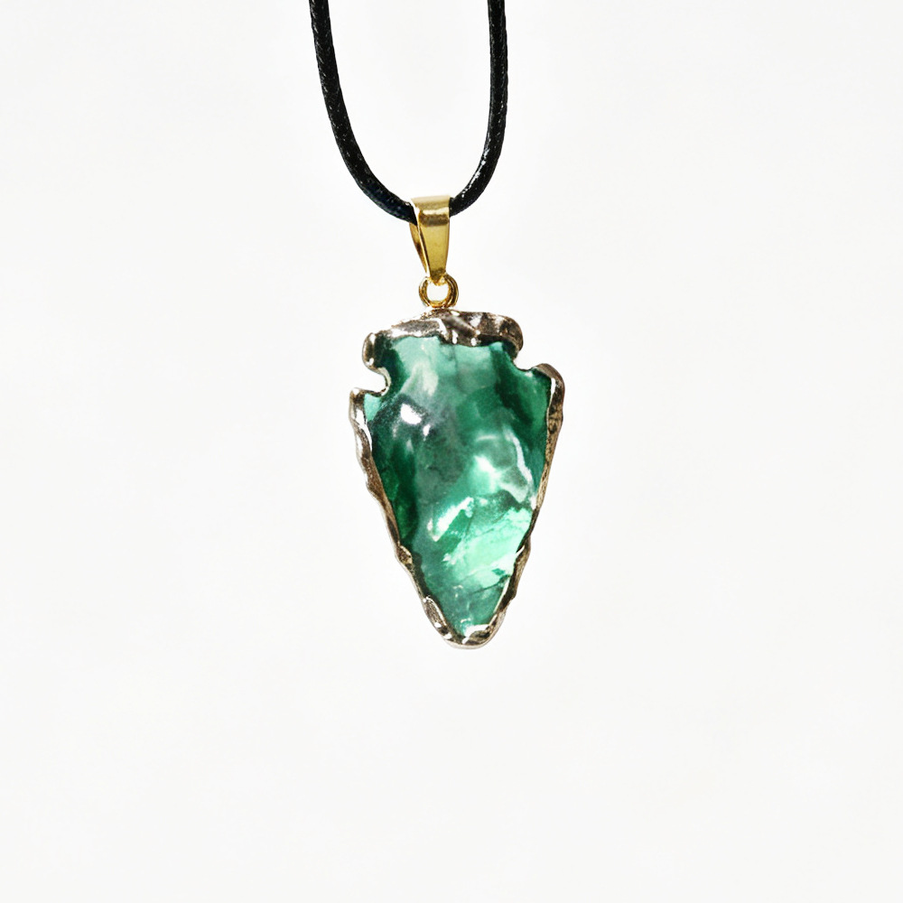 Blue and green bordered arrow pendant