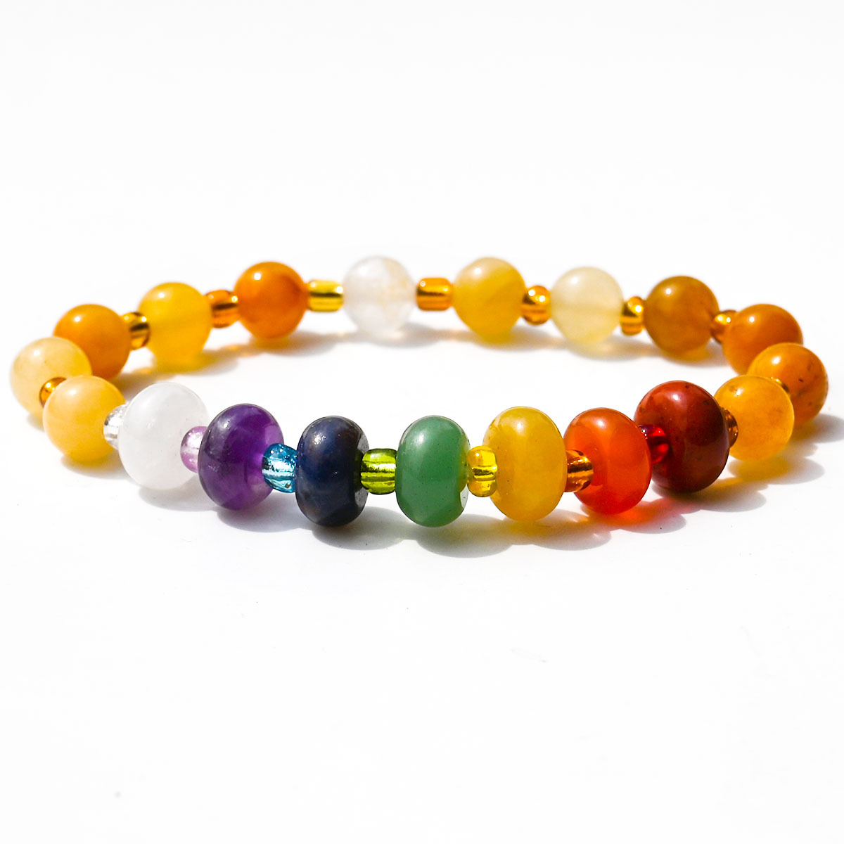 Old yellow jade beads + abacus colorful stones