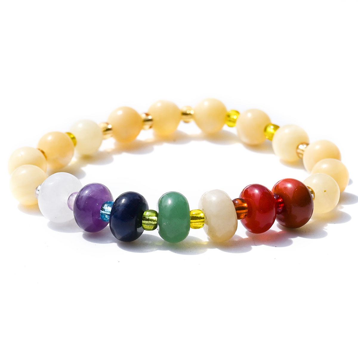 Beige jade beads + abacus colorful stones