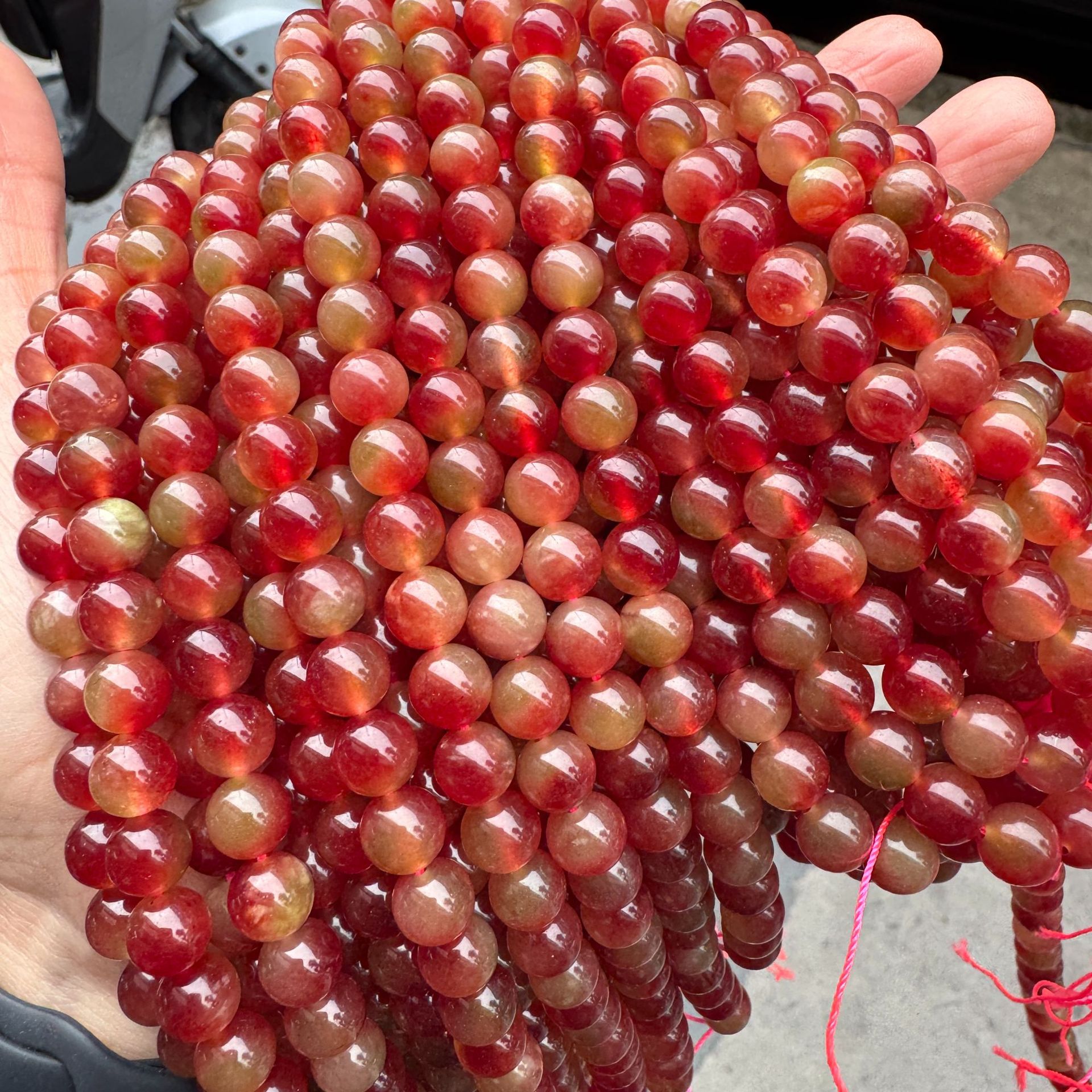 Red and yellow chalcedony with floral patterns