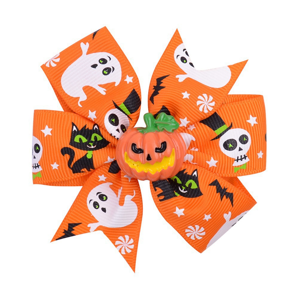 Orange Pumpkin (Black Cat White Skull Ghost)