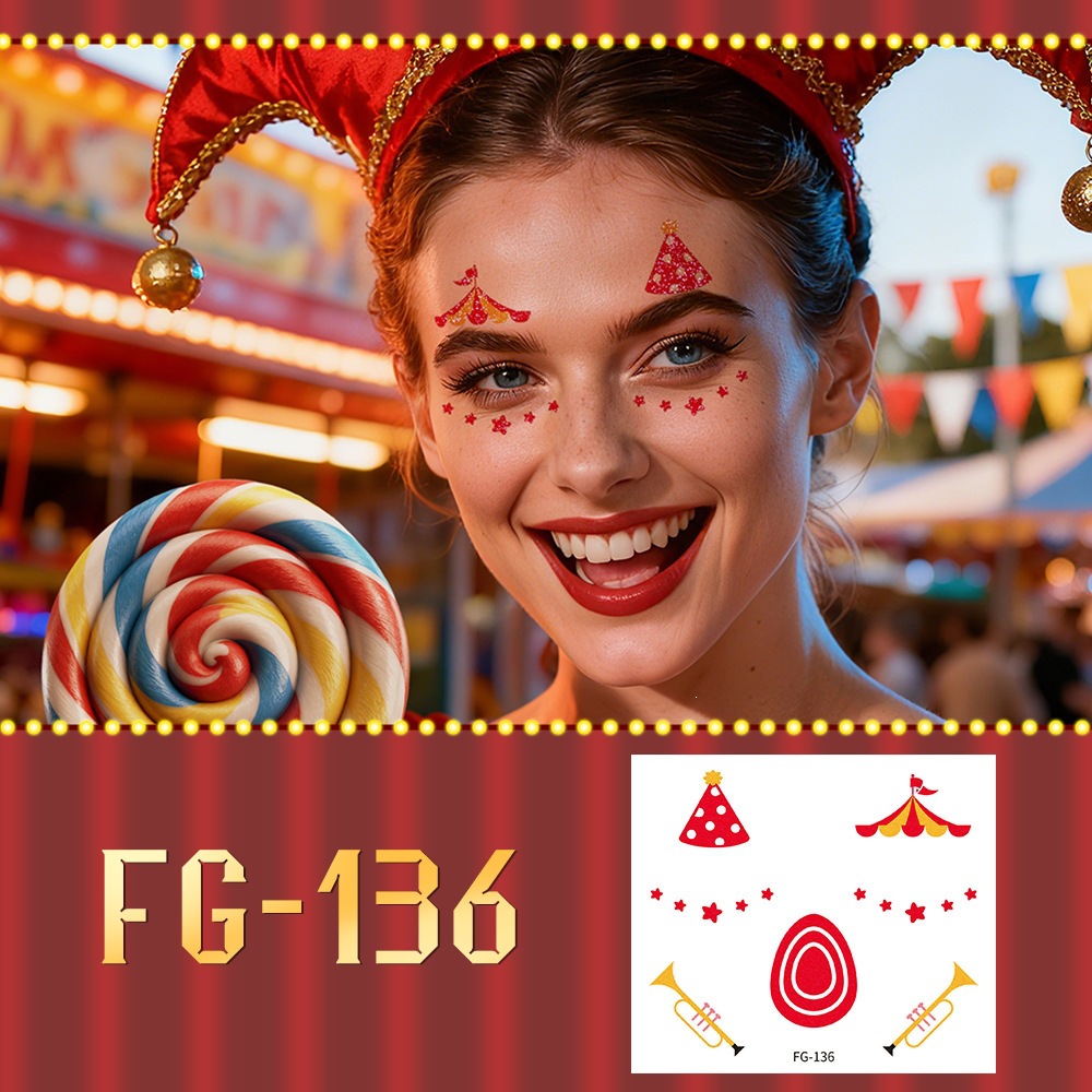 FG-136 (Glitter Clown Tattoo Sticker)