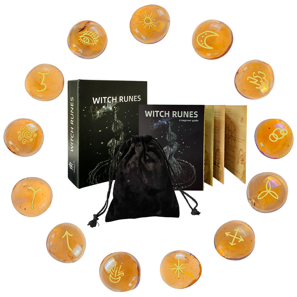 Yellow-glazed inscription set (13 pieces + instructions + storage bag + push-pull storage box)