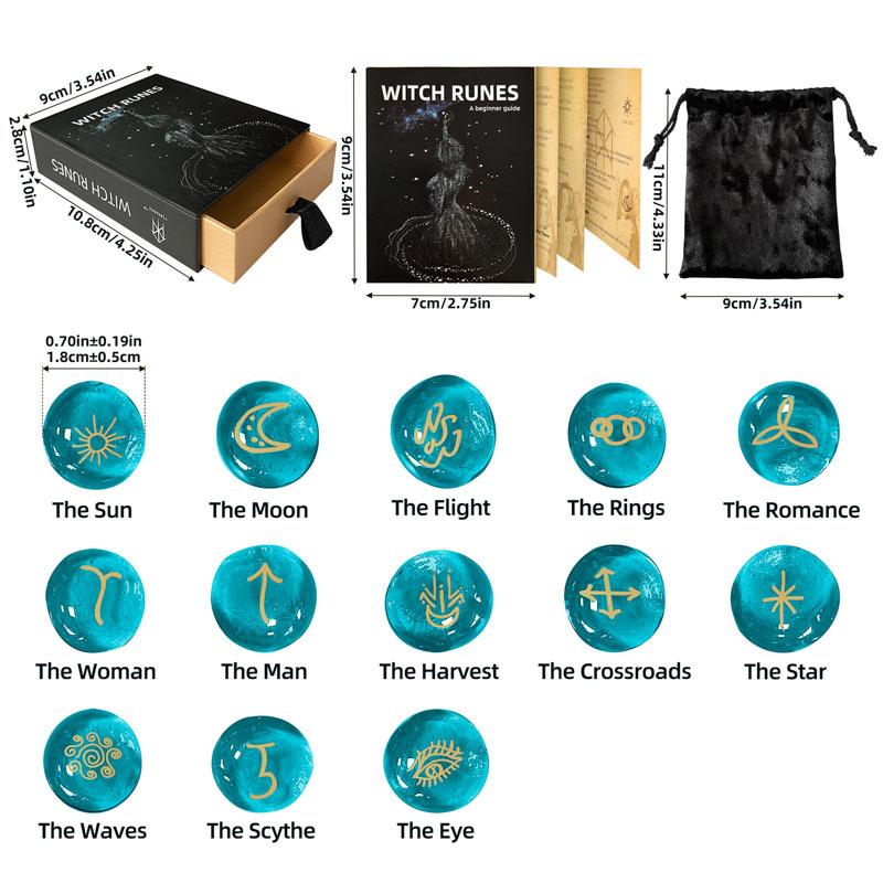 Blue-glazed inscription set (13 pieces + instruction manual + storage bag + push-pull storage box)
