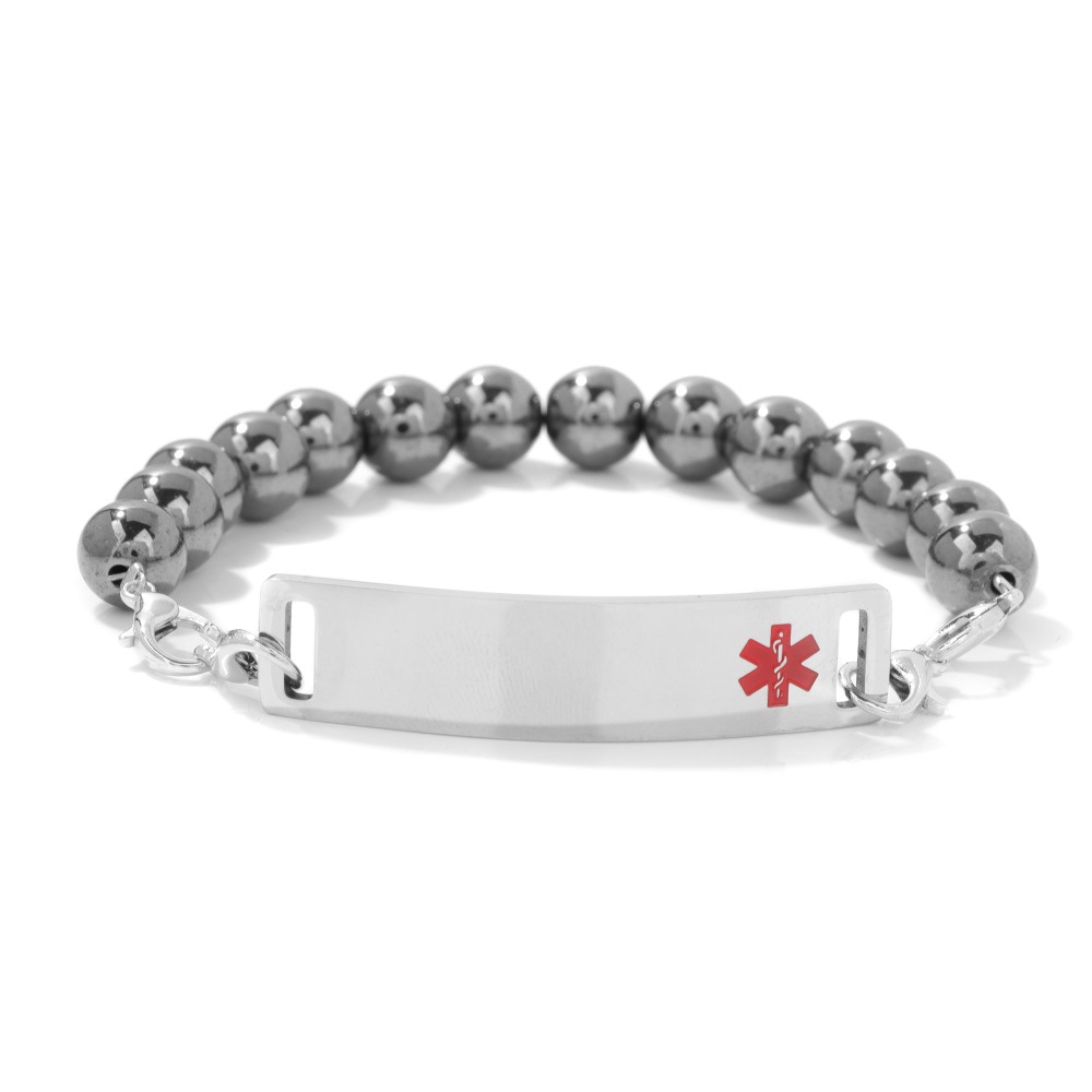 Hematite-lobster clasp (adjustable)