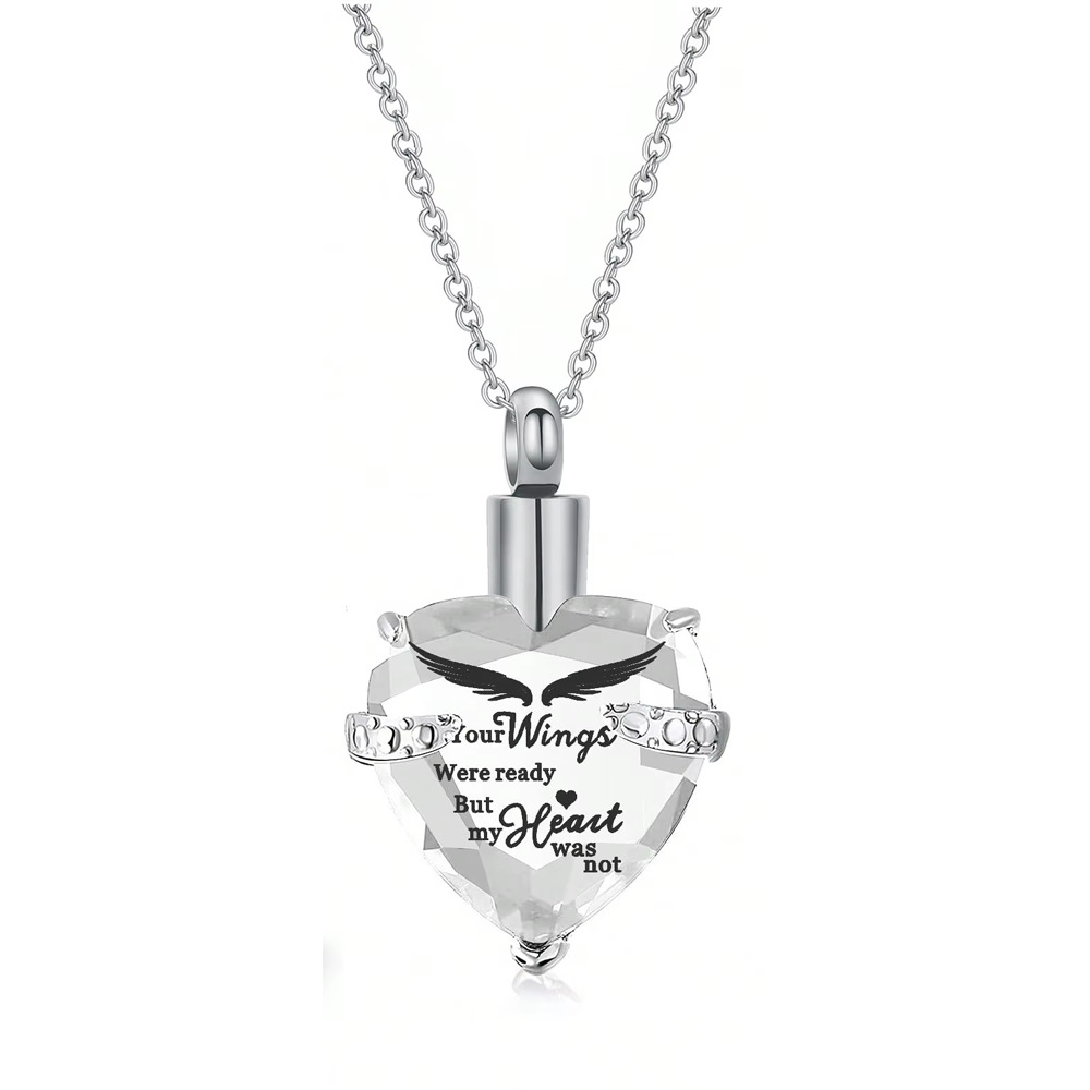 Silver heart stone pendant