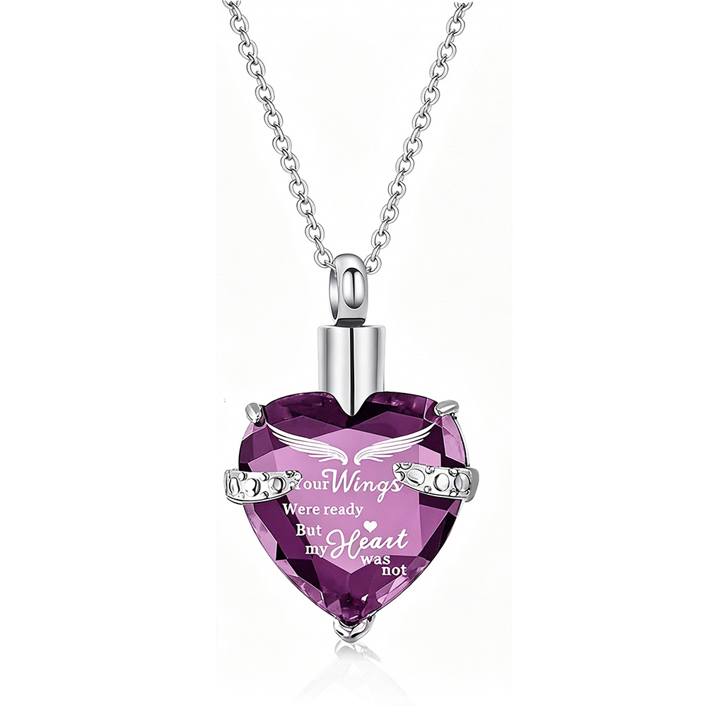 Purple heart shaped stone pendant