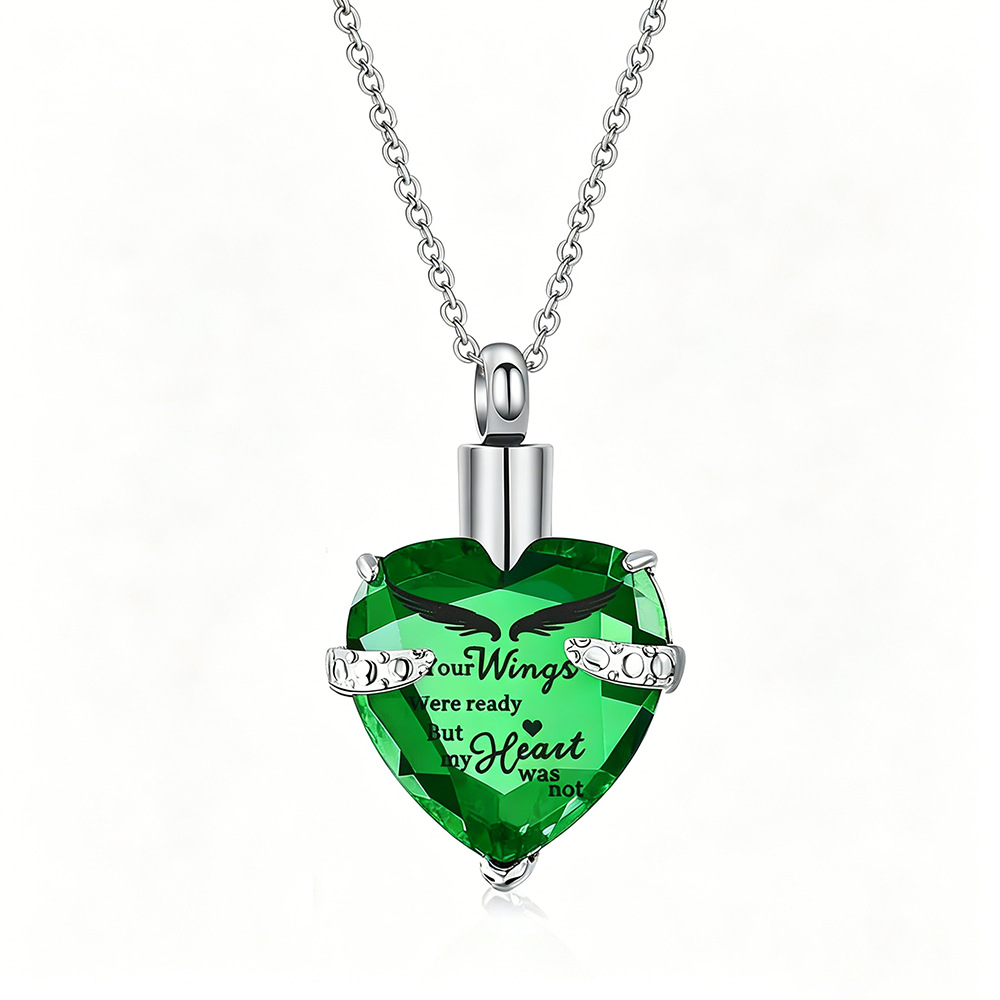 Green heart shape stone pendant