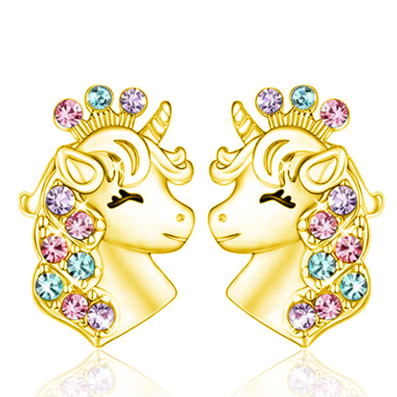 Women's crown unicorn Gold (ear studs)
