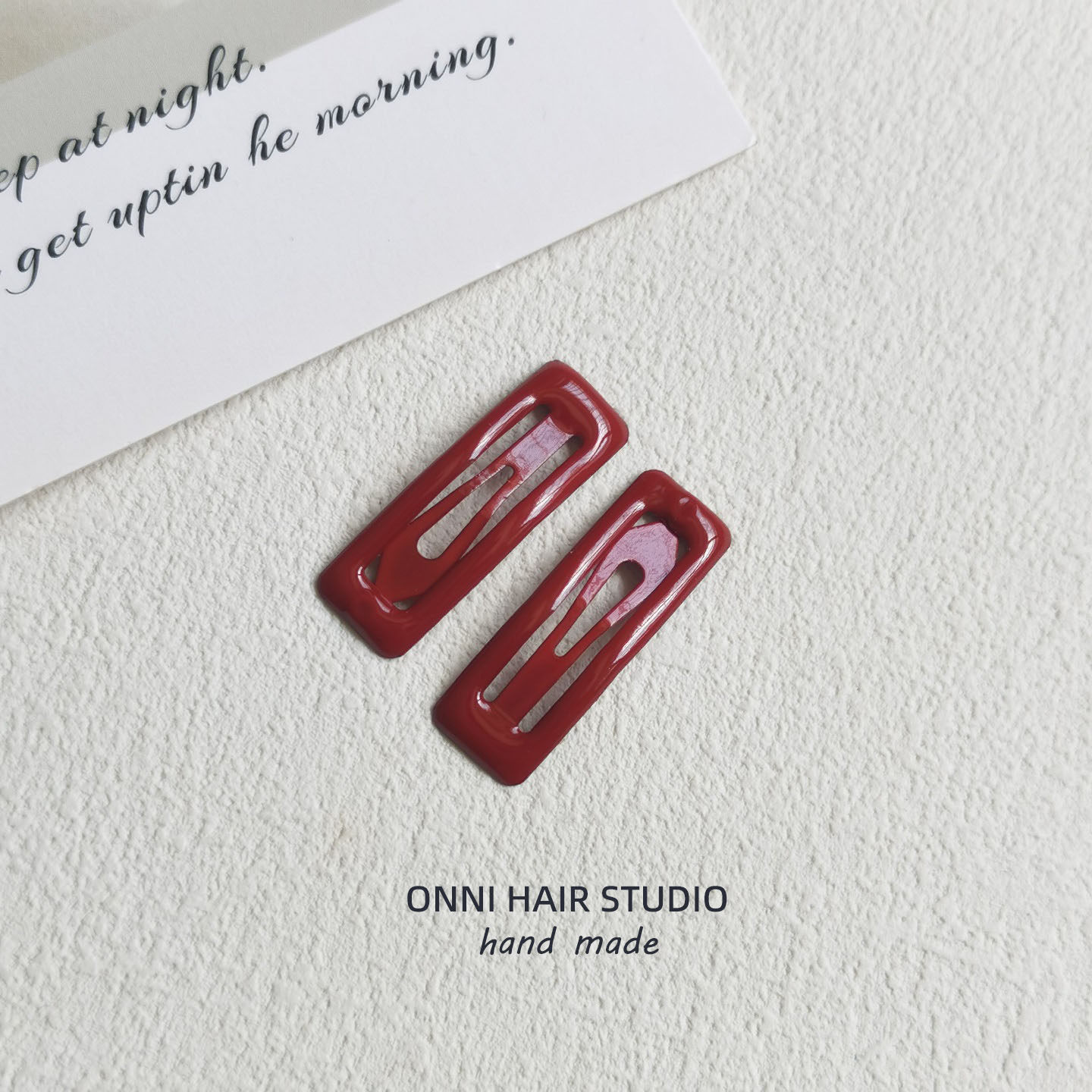 Square snap hair clip - red - 1 piece