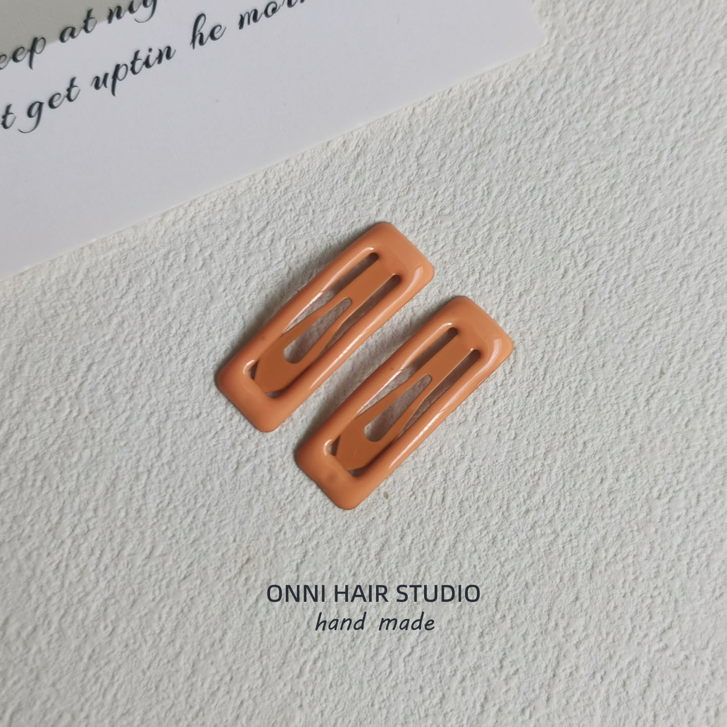 Square snap hair clip - orange - 1 piece