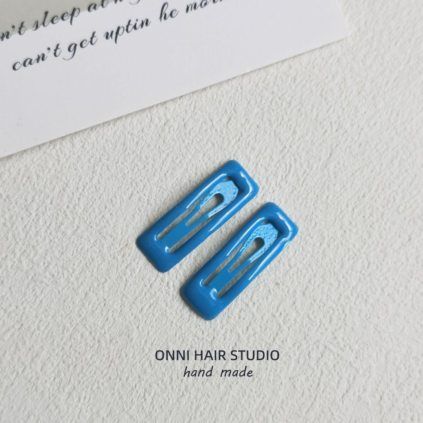 Square snap hair clip - blue - single