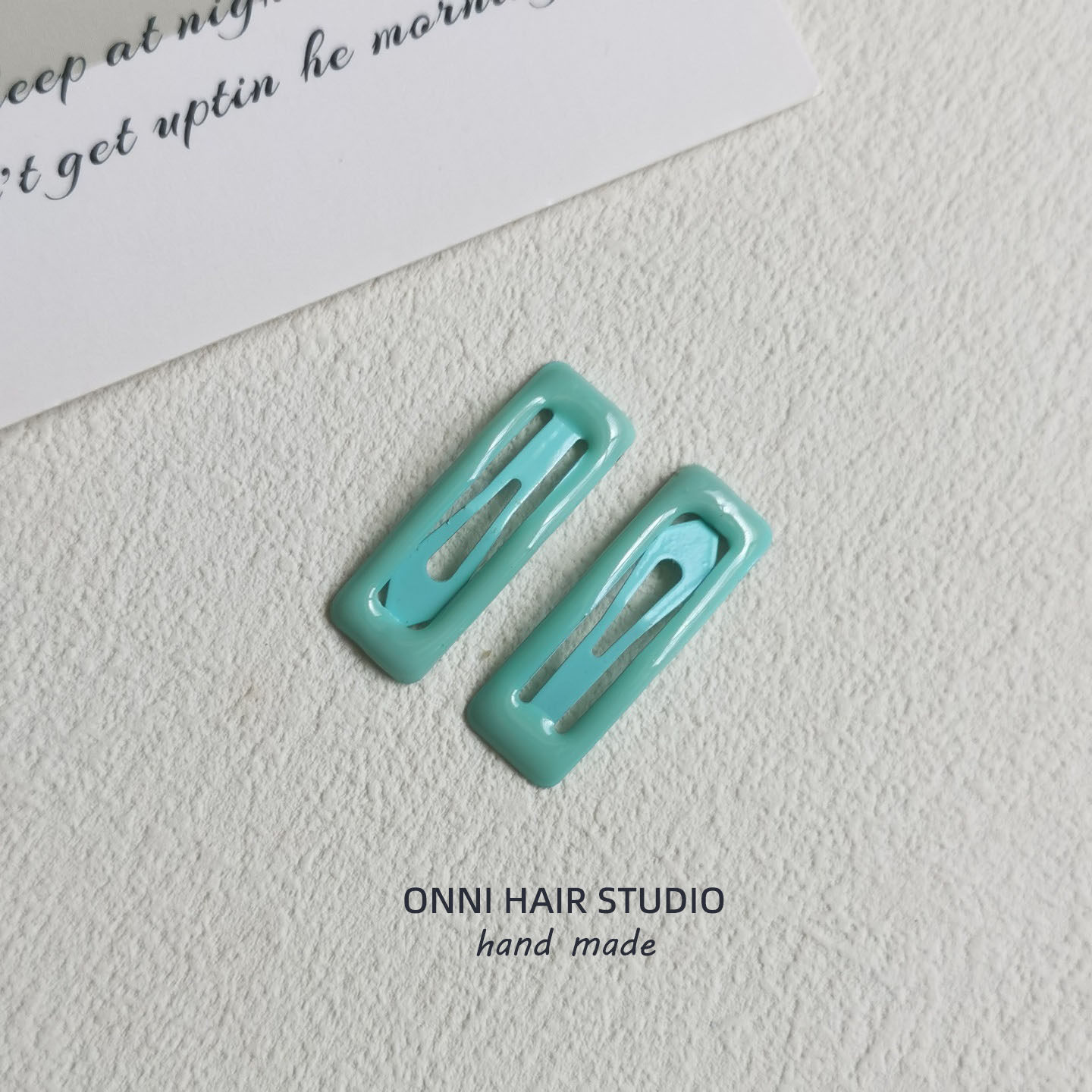 Square snap hair clip - green - 1 piece