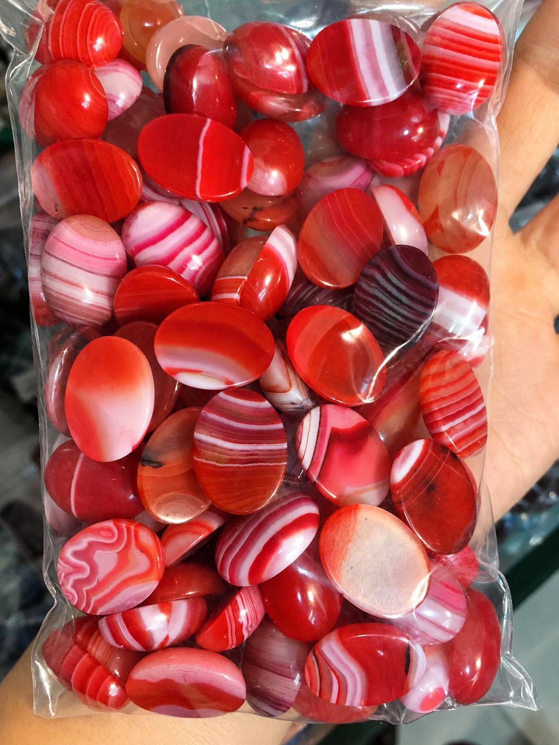Deep rose striped agate