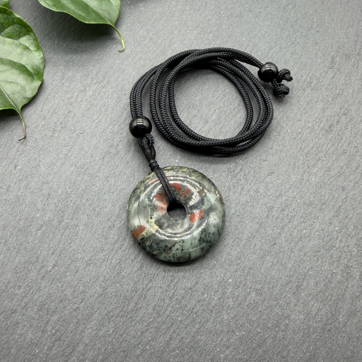 African bloodstone bead strand