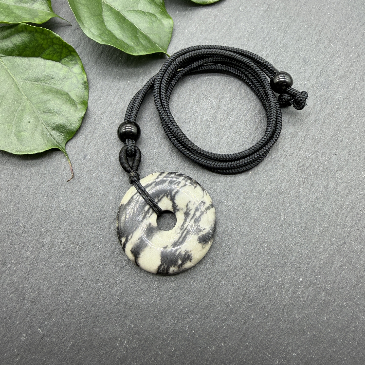 A piece of black line stone