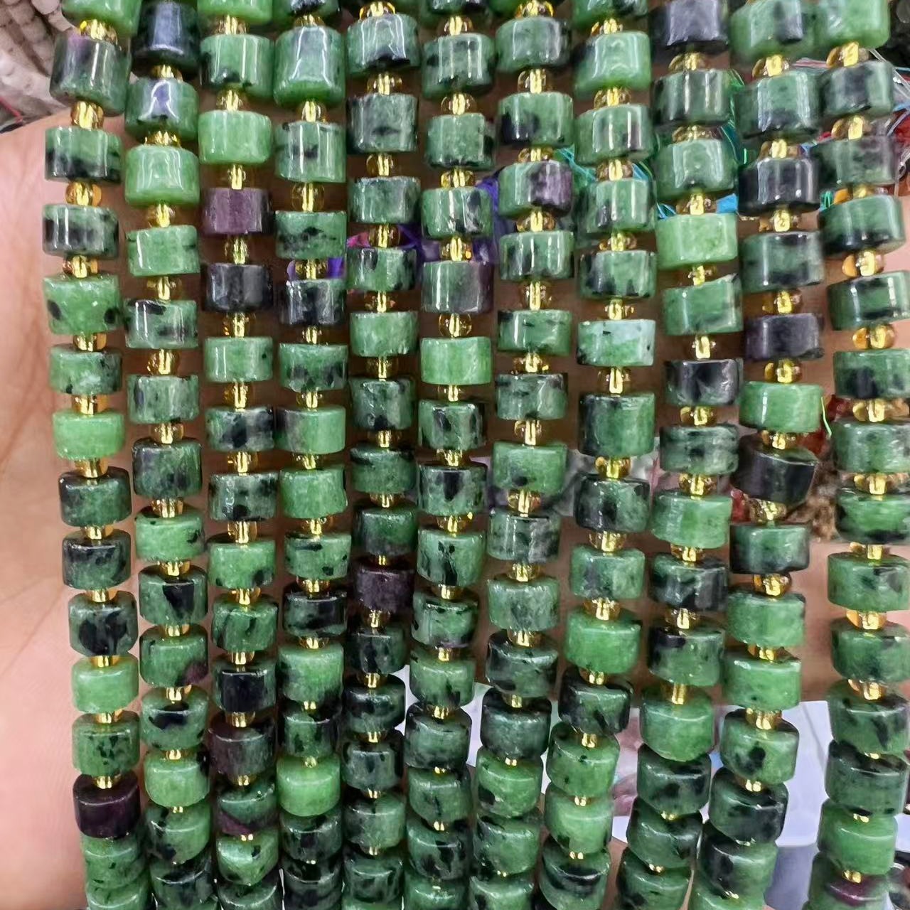 Natural red and green gemstones