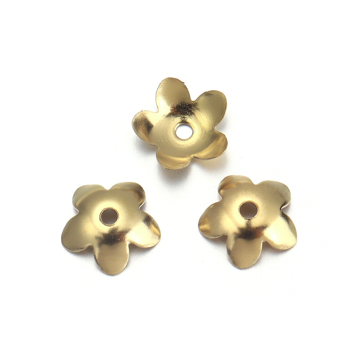 Pentagonal flower, gold color, 7mm