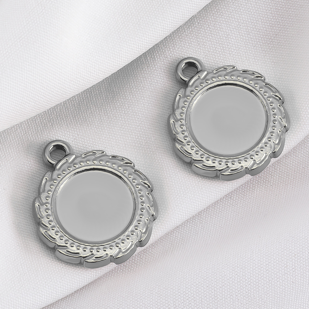 Steel color round flower-18.5x22mm