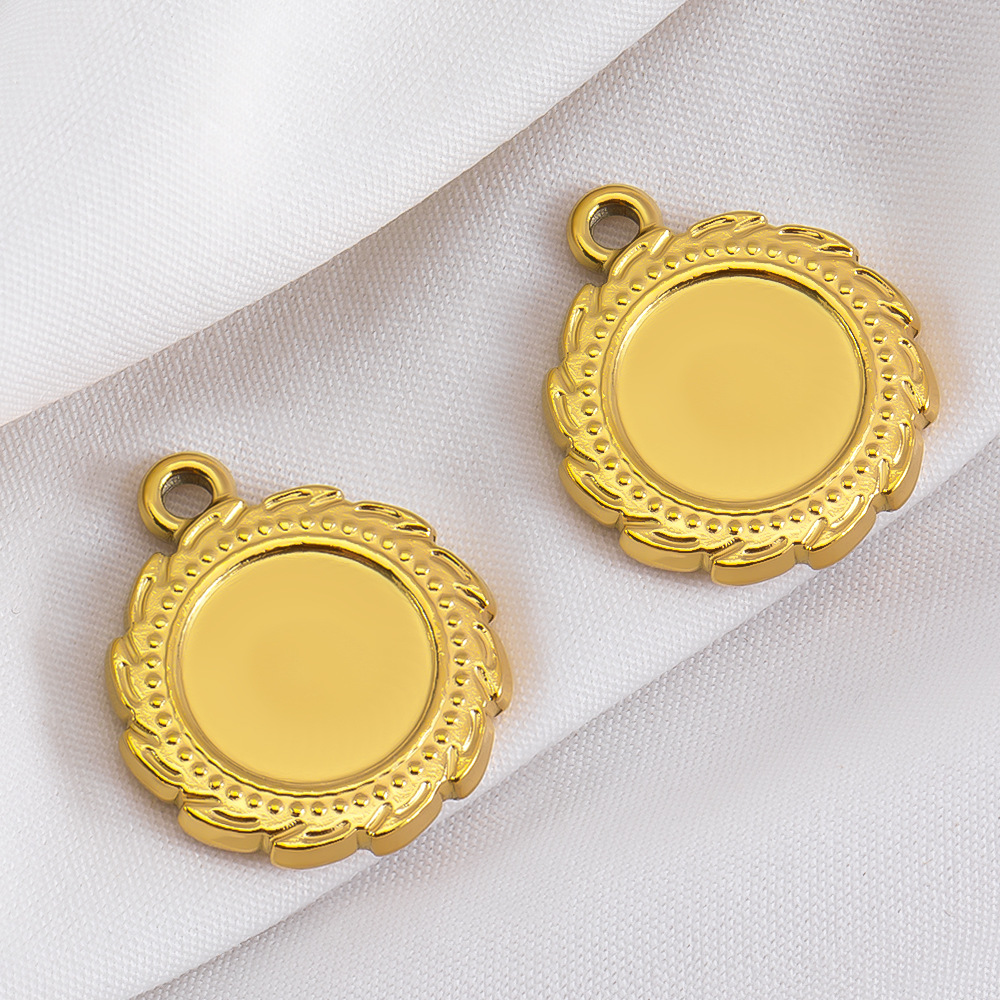 Golden round flower-18.5x22mm