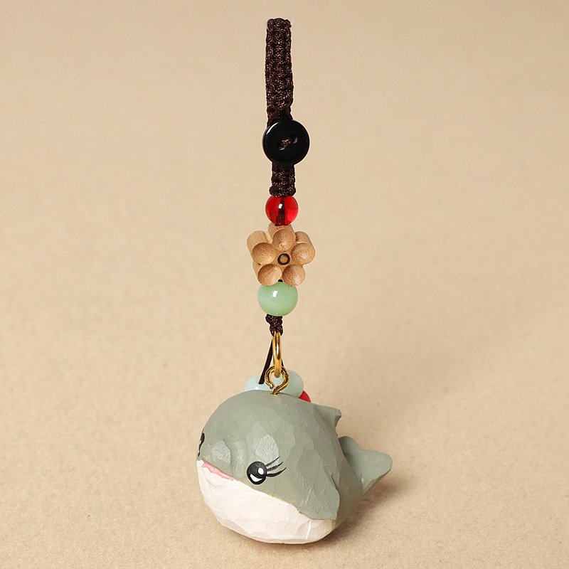 Wood carving light gray dolphin-peach wood plum blossom style