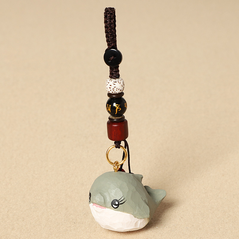 Wood carving light gray dolphin-six-character mantra