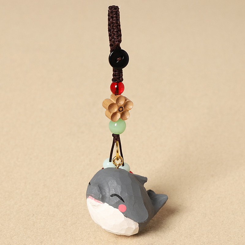 Wood carving gray dolphin-peach wood plum blossom style