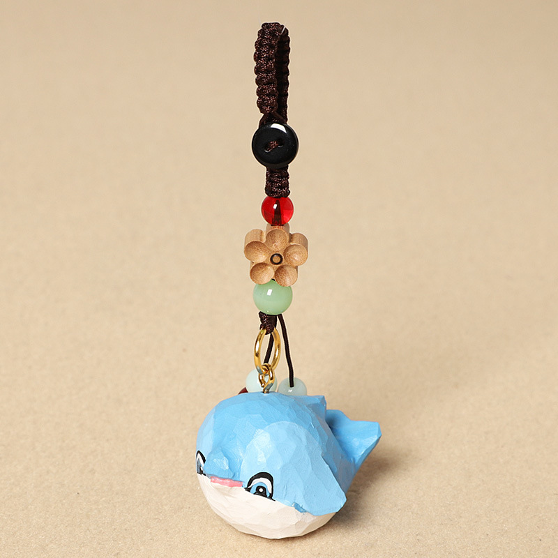 Wood carving blue dolphin-peach wood plum blossom style