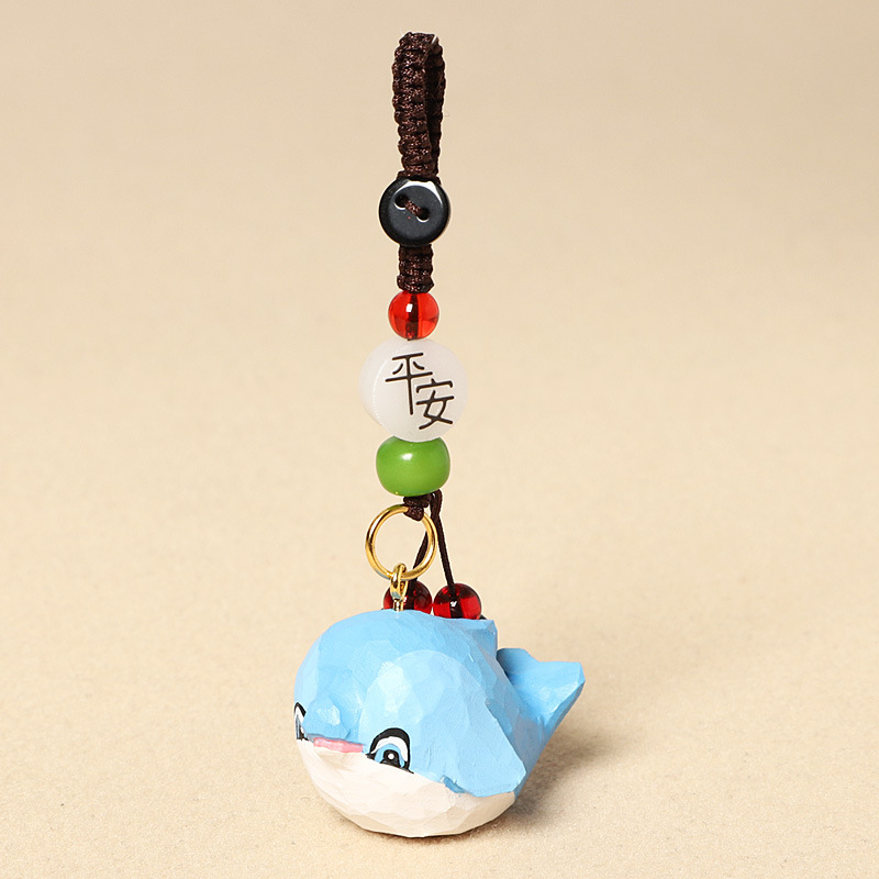 Wood carving blue dolphin-safe model