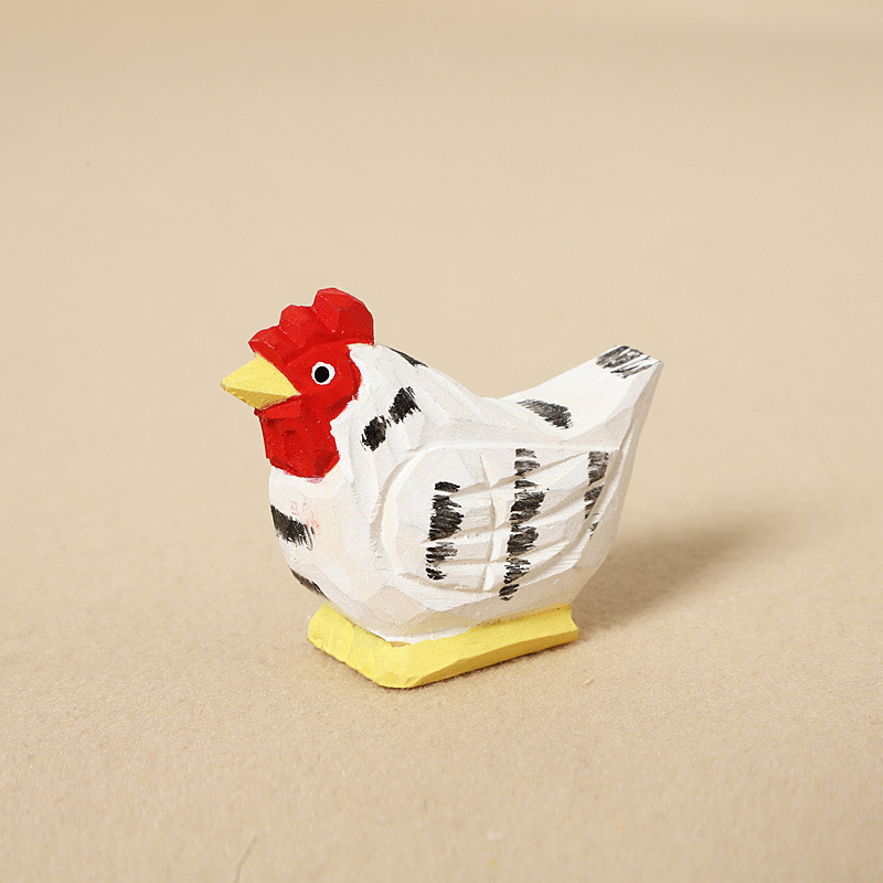 Wooden Carved White Chick - Decorative Item