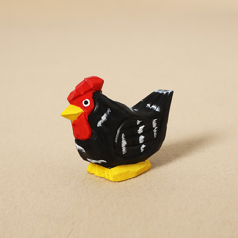 Wooden Carved Black Chick - Decorative Item