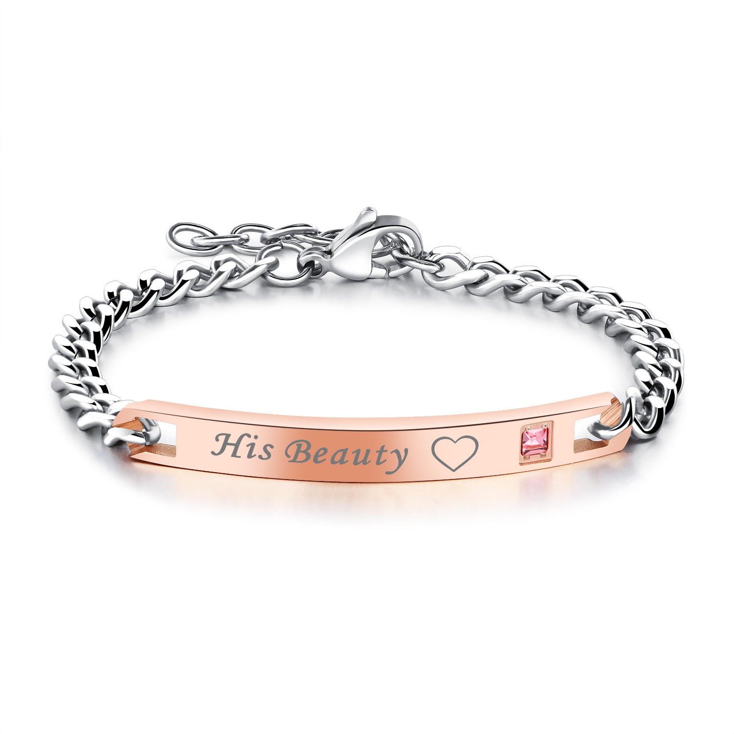 [885] Rose Gold Plated Women s [Engraved English his beauty]]