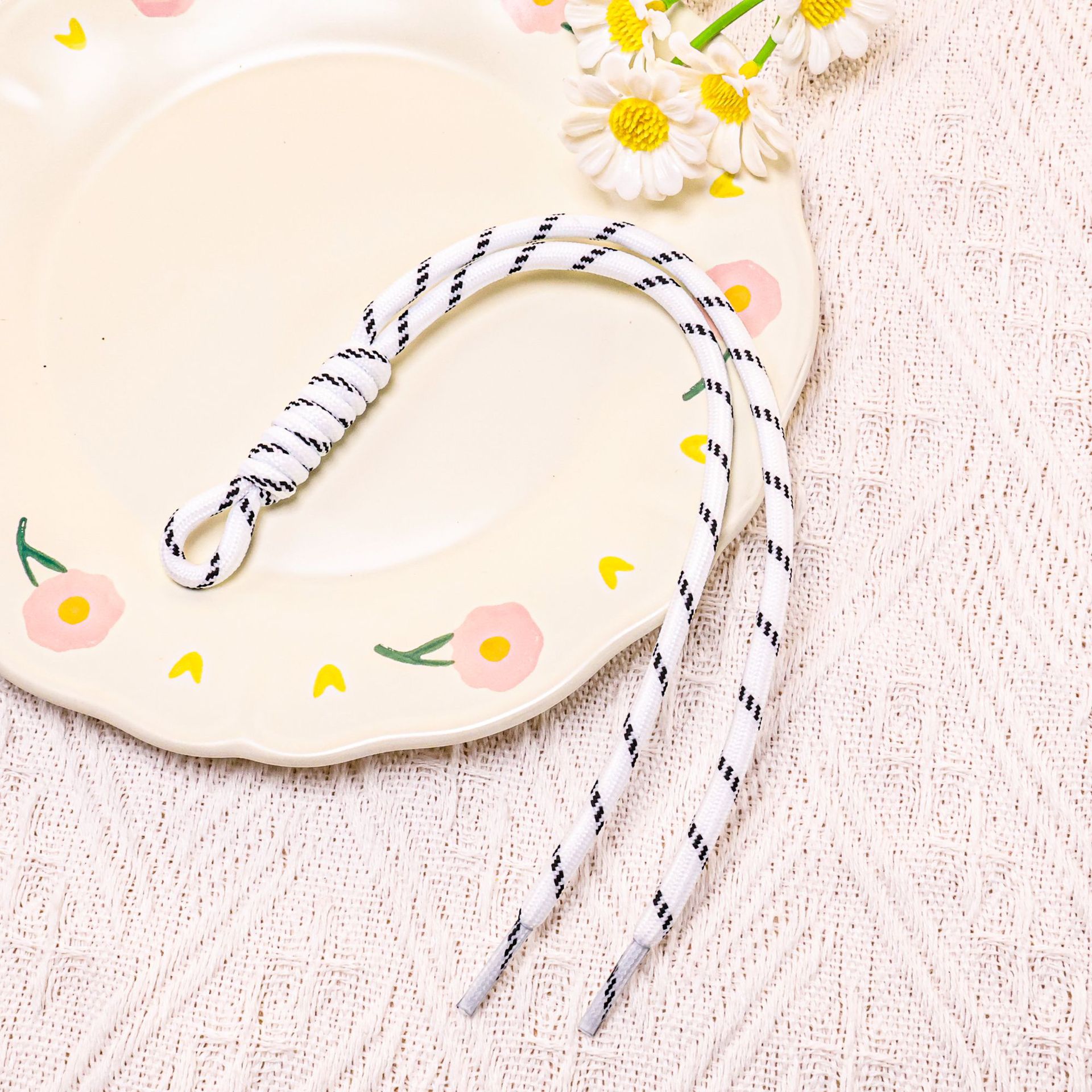 [White] Colored lace double-strand rope