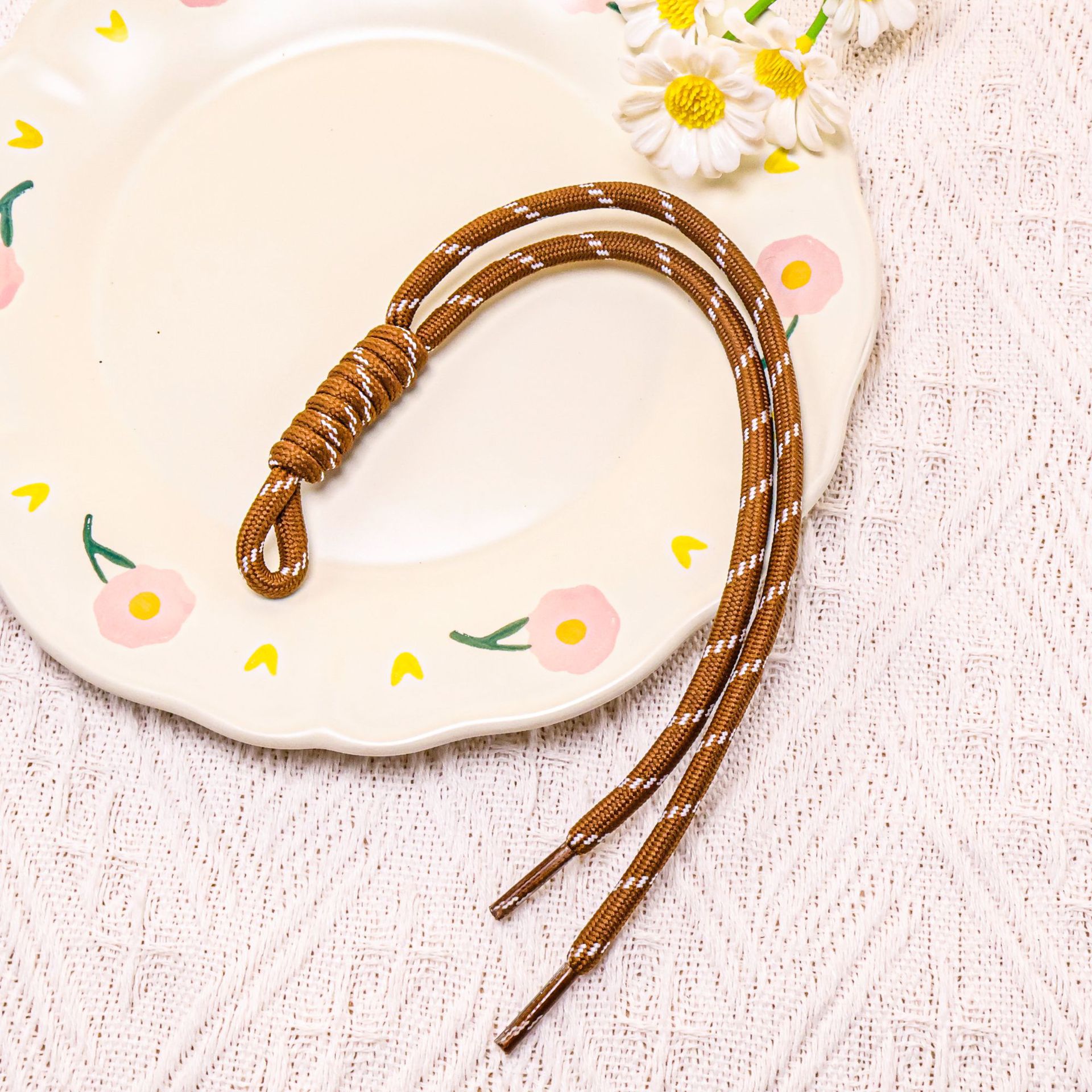 [Brown] Colored lace double-strand cord