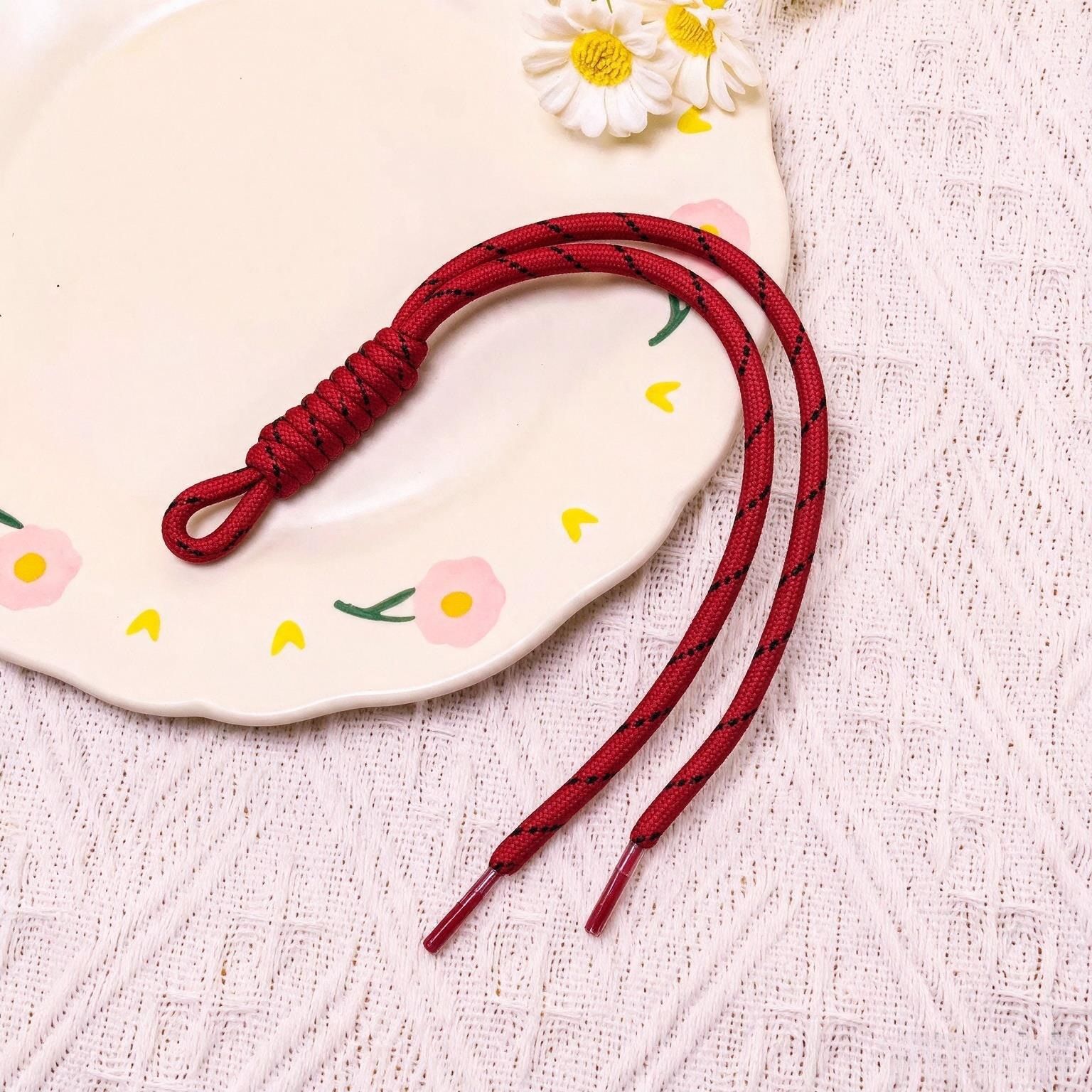 [Deep Red] Colored lace double-strand cord