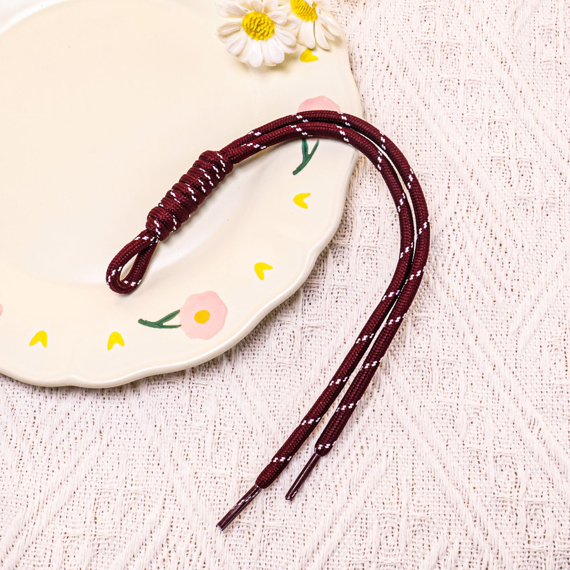 [Burgundy] Colored lace double-strand cord