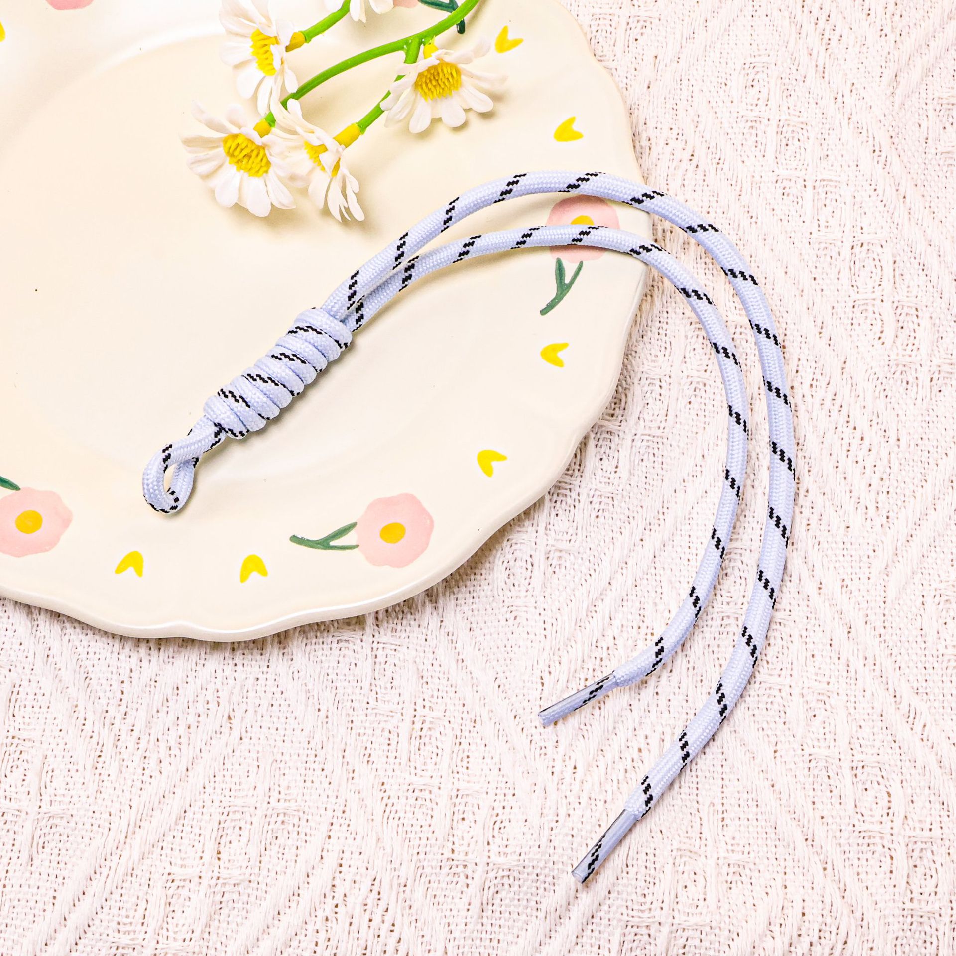 [Grayish-white] Colored lace double-strand cord