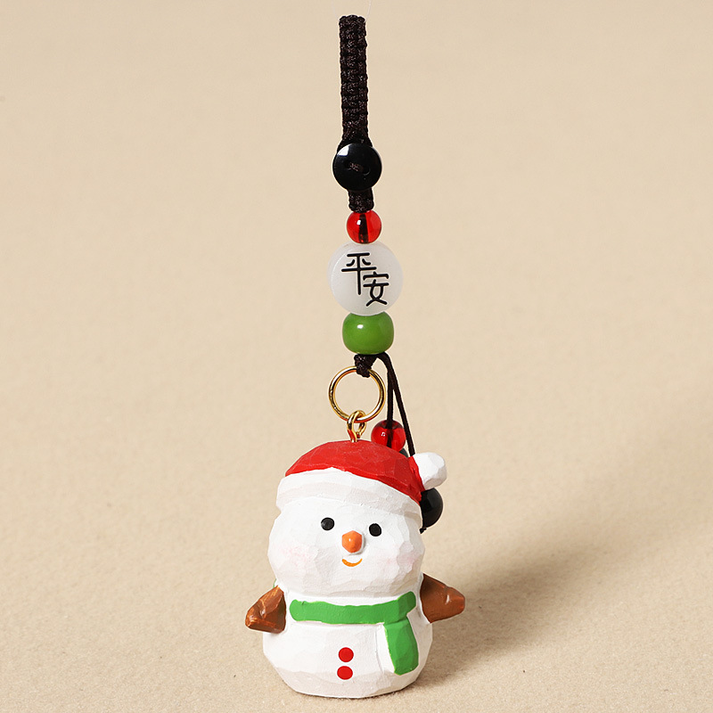 Wooden carved snowman - peace & prosperity edition