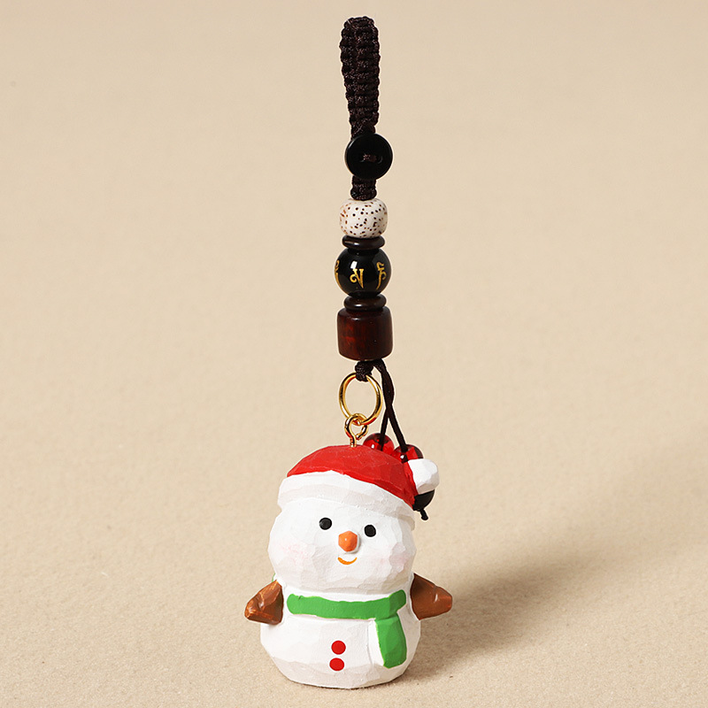 Wooden carved snowman - six-syllable mantra edition