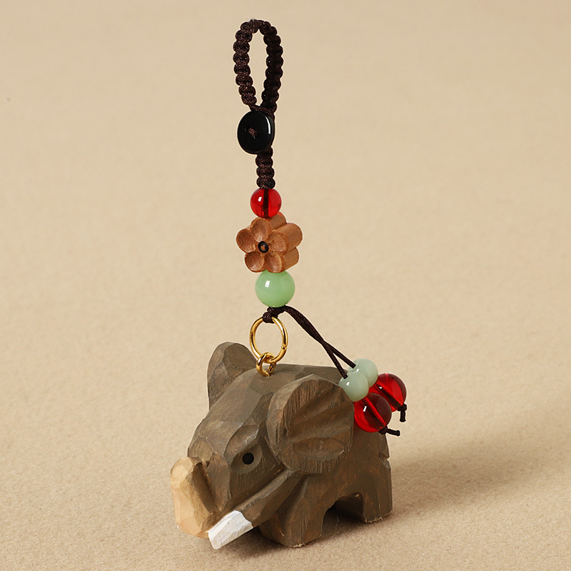 Wood carving elephant-peach wood plum blossom style