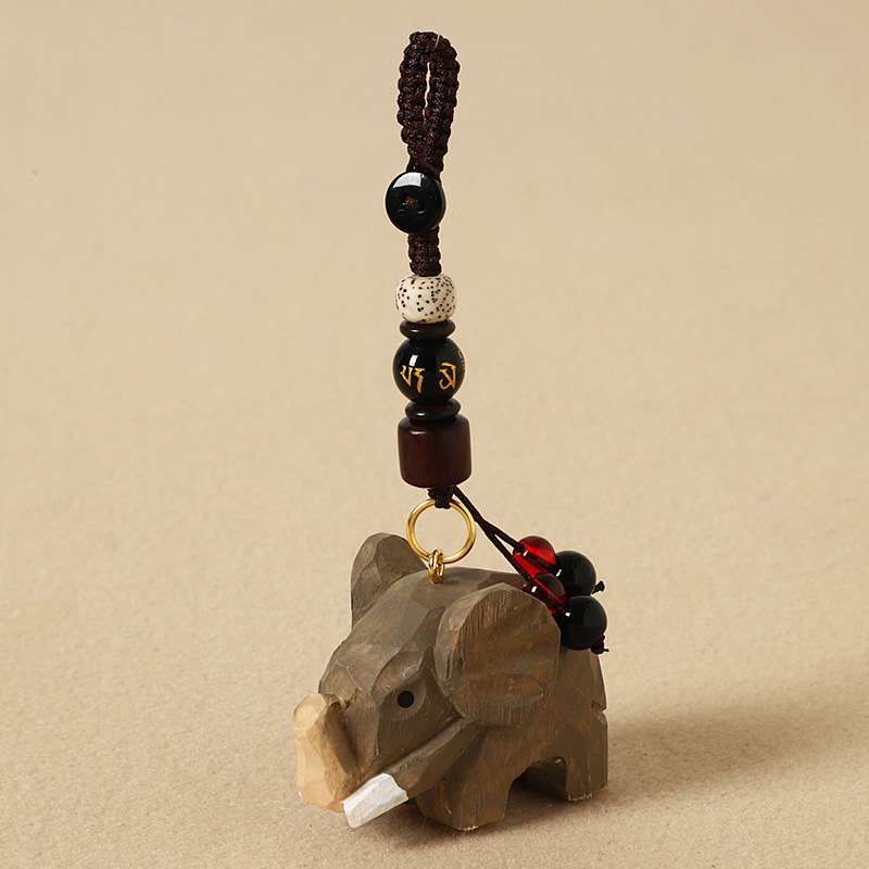 Wood carving elephant-six-character mantra