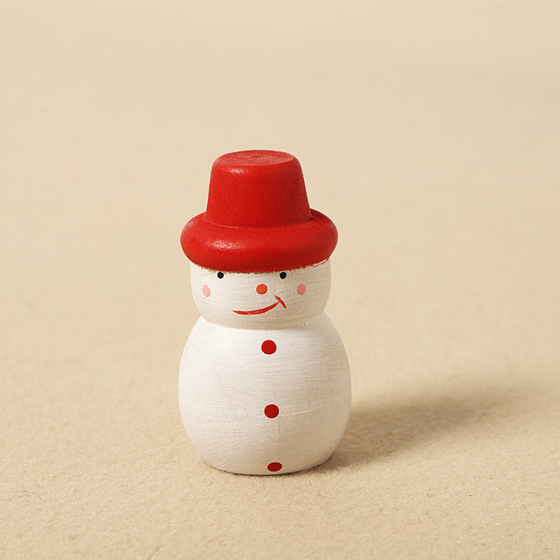 Wooden carved snowman - single ornament