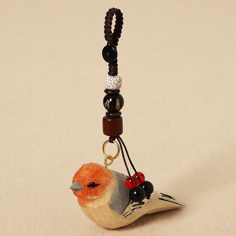 Wood carving orange-fronted tit-six-character mantra
