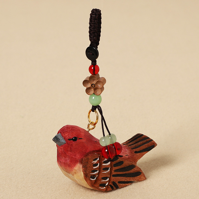 Wood carving pink eyebrow suzaku-peach wood plum blossom style