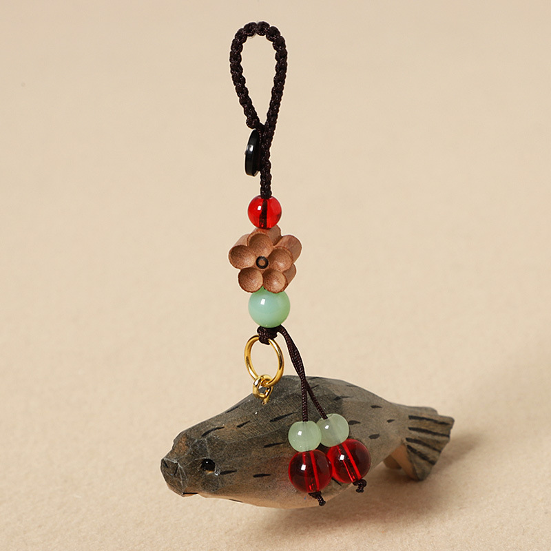 Wooden carved seal - peach wood plum blossom design