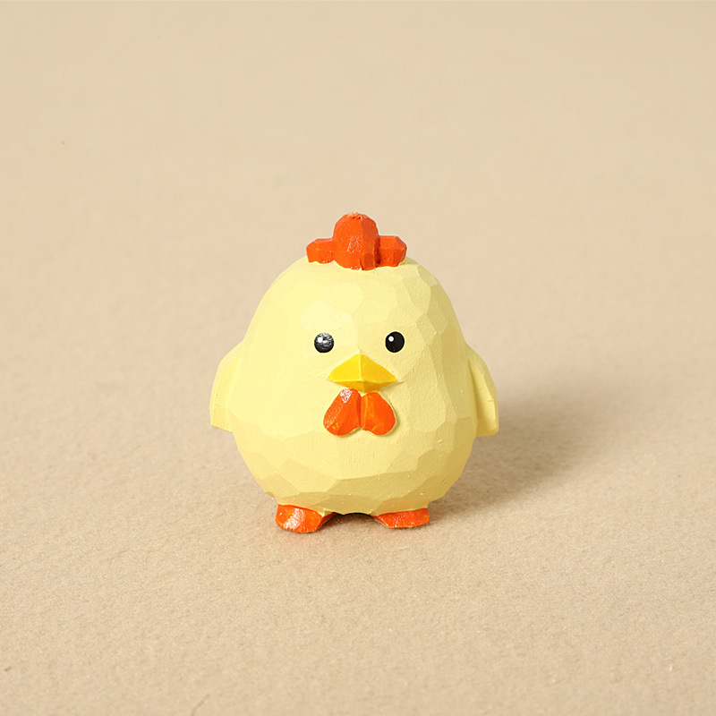 Wooden Chicken Figurine - Decorative Piece