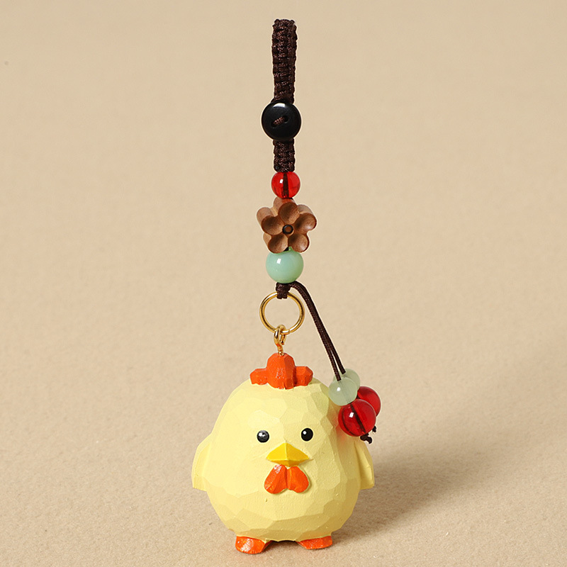 Wooden Carved Chick - Peach Wood Plum Blossom Design