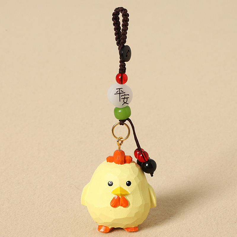 Wooden Chicken Figurine - Peace and Prosperity Design